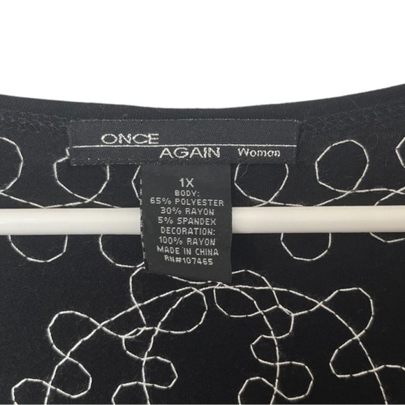 Once Again Plus Size 1X Black White Duster Jacket Topper ,Knee Length Artsy - Picture 9 of 10